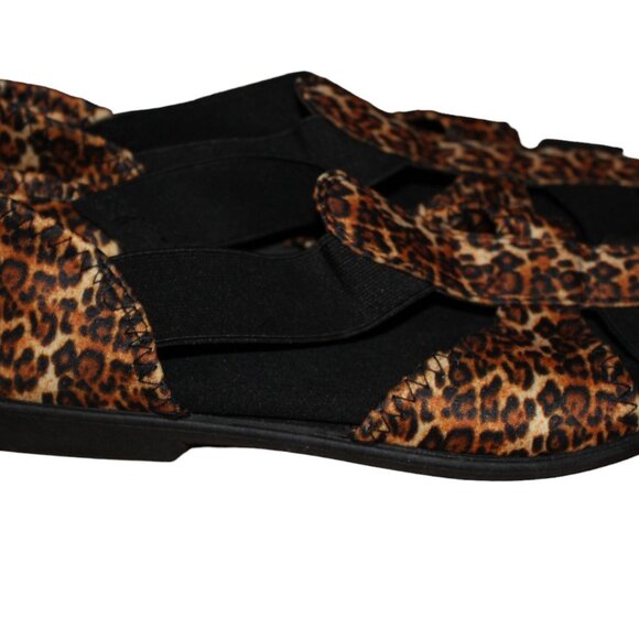 Spandex Sandals Animal Print Leopard Fabric, Rubber Sole, Strappy, Size 8 Wide - Picture 4 of 7